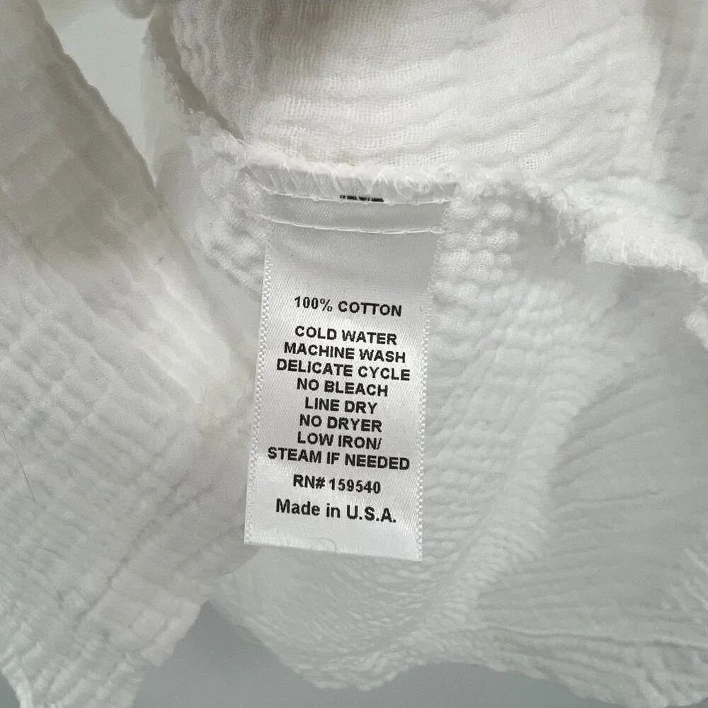 Lisa Bayne White 100% Cotton Gauzey Lagenlook Button Front Blouse Women's Large - Picture 4 of 5